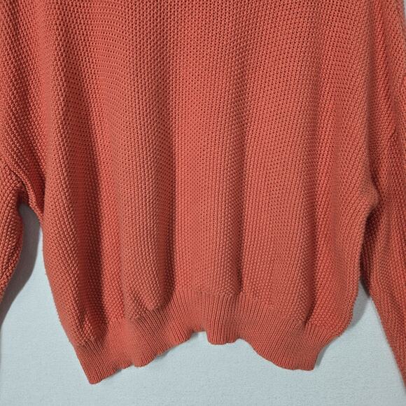 Lucky Brand Hooded Pullover Sweater Sz XL Coral Orange Knit Long Sleeve Slouchy - Picture 3 of 14